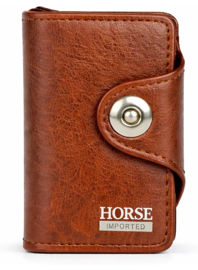 هورس محفظة بطاقات من الجلد بتصميم حصان امبريال مع زر كبس للاغلاق (هورس هافان) - Image 1